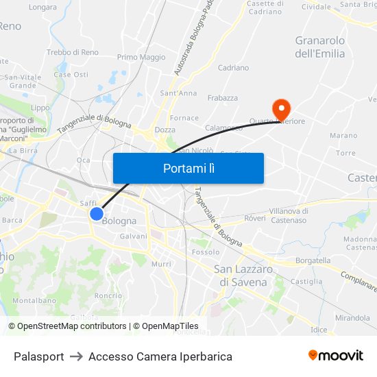 Palasport to Accesso Camera Iperbarica map