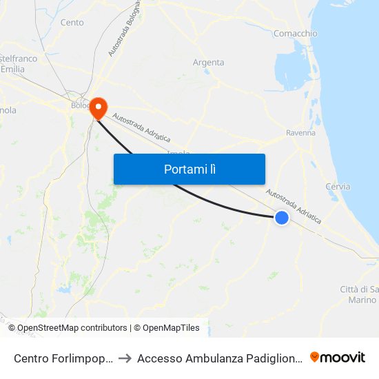 Centro Forlimpopoli to Accesso Ambulanza Padiglione H map