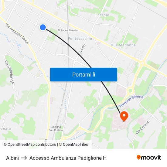 Albini to Accesso Ambulanza Padiglione H map