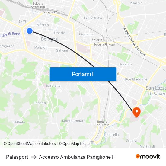 Palasport to Accesso Ambulanza Padiglione H map