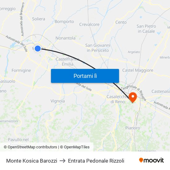 Monte Kosica Barozzi to Entrata Pedonale Rizzoli map