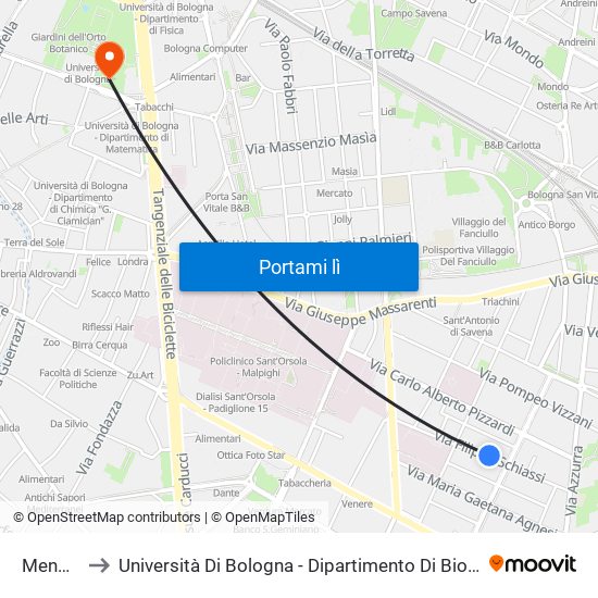Mengoli to Università Di Bologna - Dipartimento Di Biochimica map