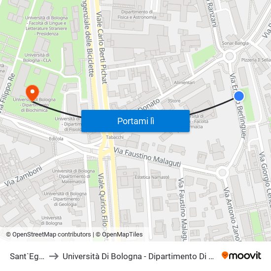 Sant`Egidio to Università Di Bologna - Dipartimento Di Biochimica map