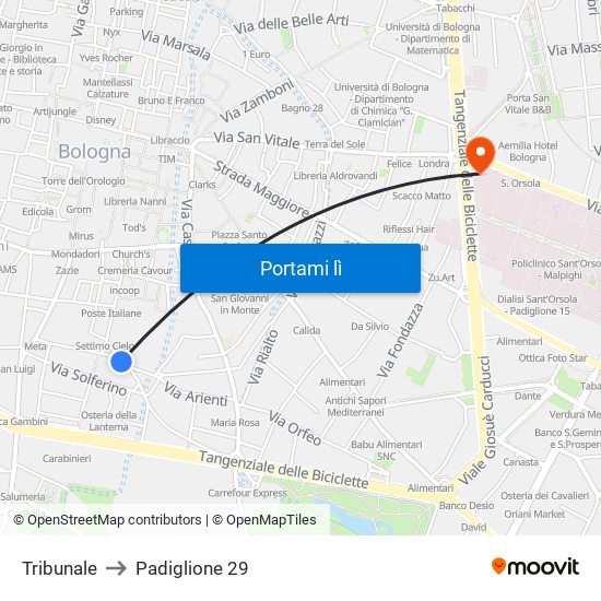 Tribunale to Padiglione 29 map