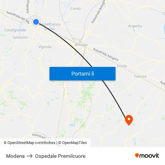 Modena to Ospedale Premilcuore map