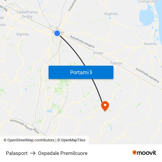 Palasport to Ospedale Premilcuore map