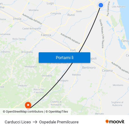 Carducci Liceo to Ospedale Premilcuore map