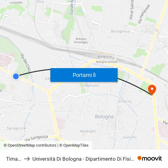 Timavo to Università Di Bologna - Dipartimento Di Fisiologia map