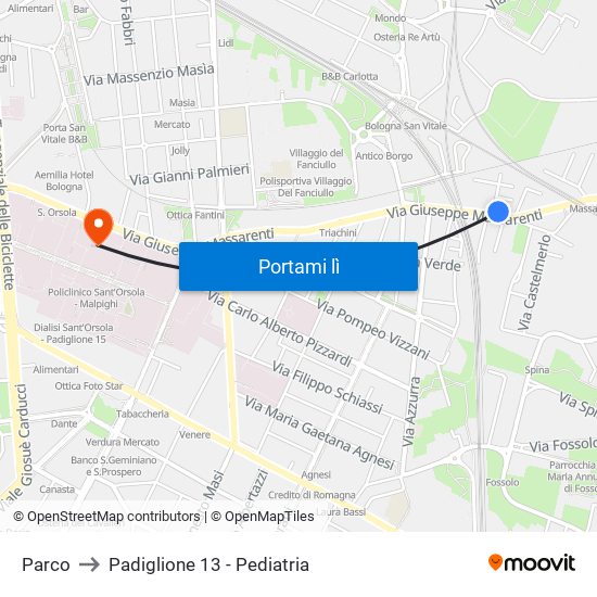 Parco to Padiglione 13 - Pediatria map