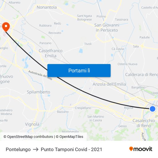 Pontelungo to Punto Tamponi Covid - 2021 map