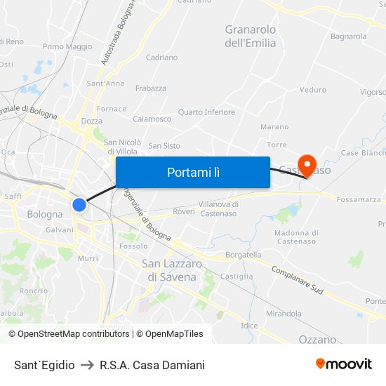 Sant`Egidio to R.S.A. Casa Damiani map