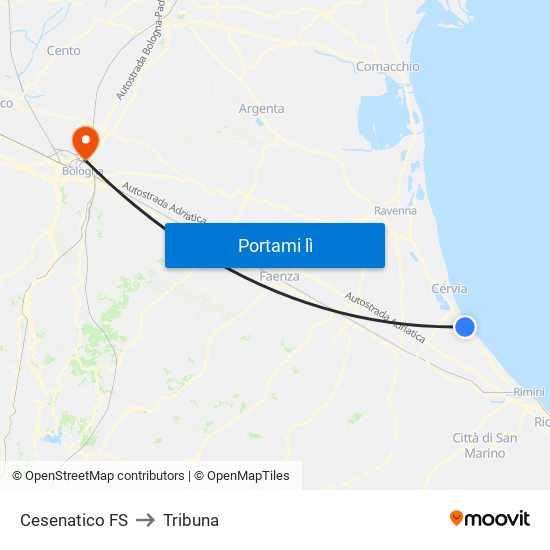 Cesenatico FS to Tribuna map