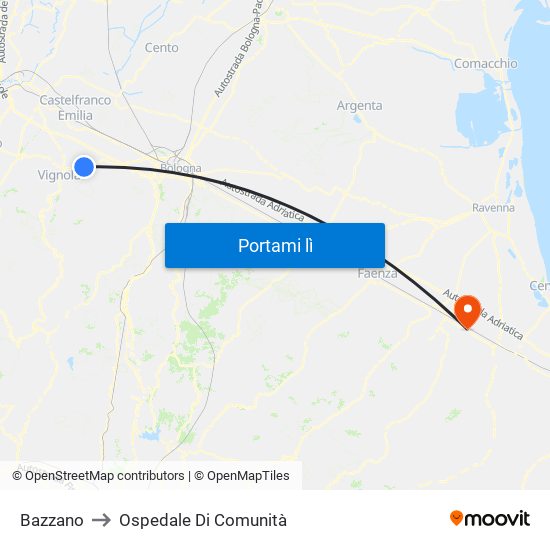 Bazzano to Ospedale Di Comunità map