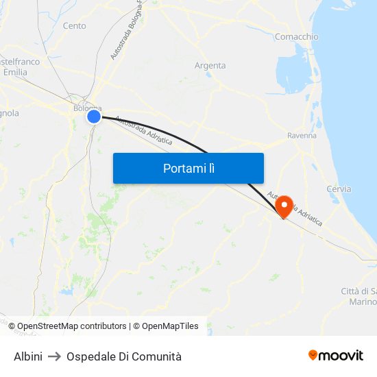 Albini to Ospedale Di Comunità map