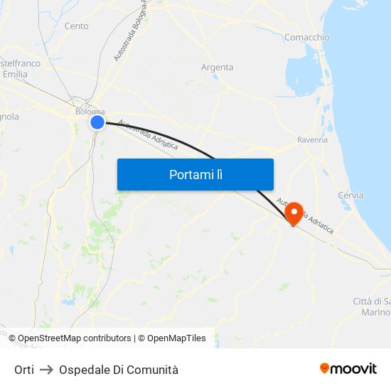 Orti to Ospedale Di Comunità map