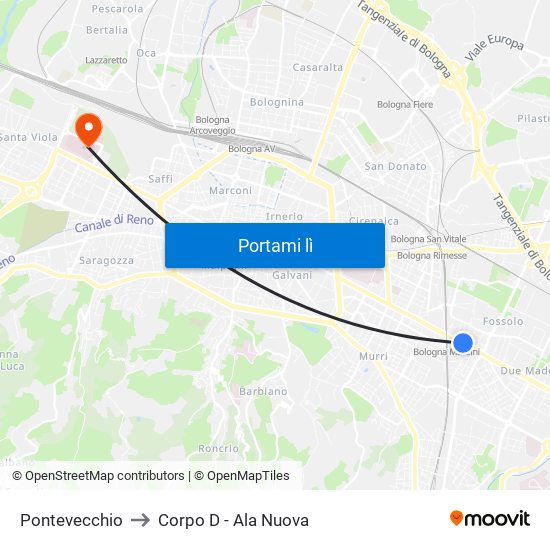 Pontevecchio to Corpo D - Ala Nuova map