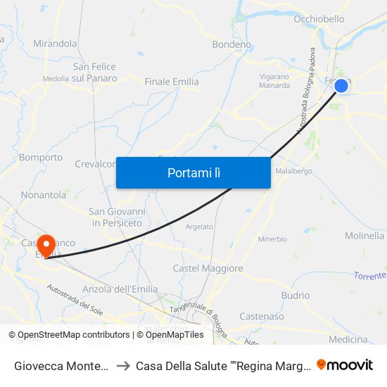 Giovecca Montebello to Casa Della Salute ""Regina Margherita"" map