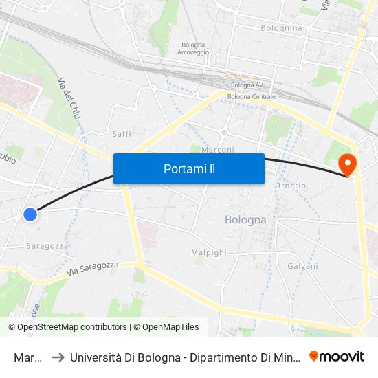 Martini to Università Di Bologna - Dipartimento Di Mineralogia map