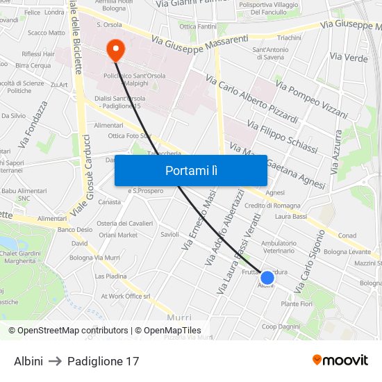 Albini to Padiglione 17 map