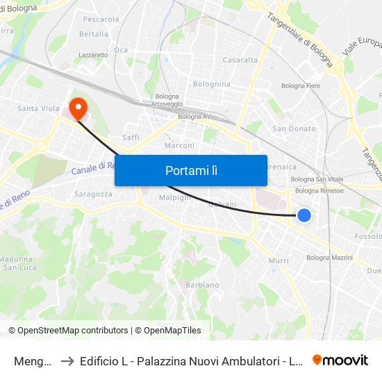 Mengoli to Edificio L - Palazzina Nuovi Ambulatori - Lum map