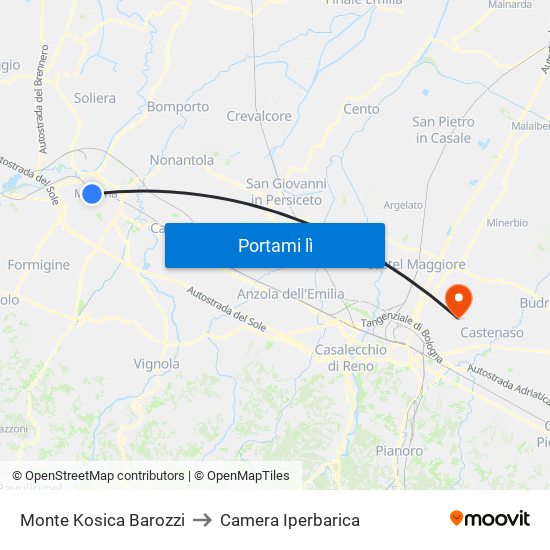 Monte Kosica Barozzi to Camera Iperbarica map