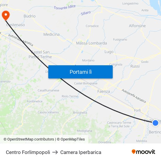 Centro Forlimpopoli to Camera Iperbarica map