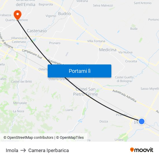 Imola to Camera Iperbarica map