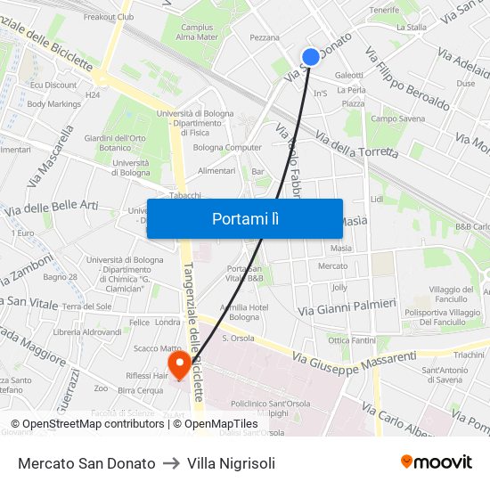 Mercato San Donato to Villa Nigrisoli map