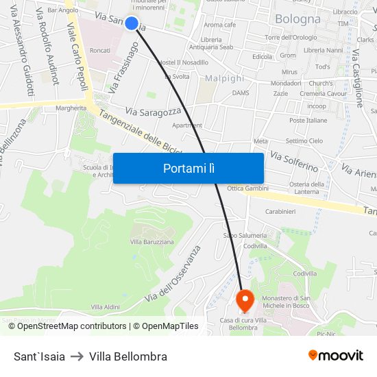 Sant`Isaia to Villa Bellombra map