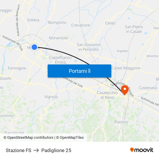 Stazione FS to Padiglione 25 map