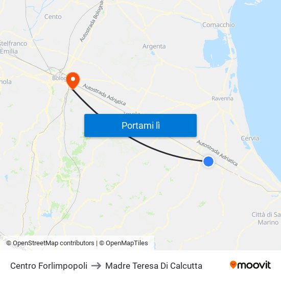 Centro Forlimpopoli to Madre Teresa Di Calcutta map