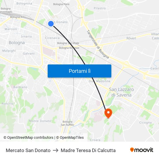 Mercato San Donato to Madre Teresa Di Calcutta map