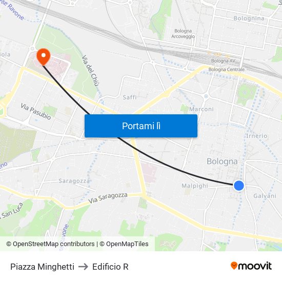 Piazza Minghetti to Edificio R map