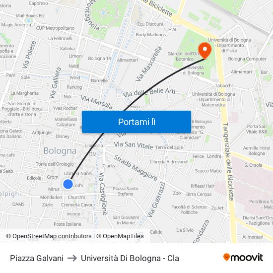 Piazza Galvani to Università Di Bologna - Cla map