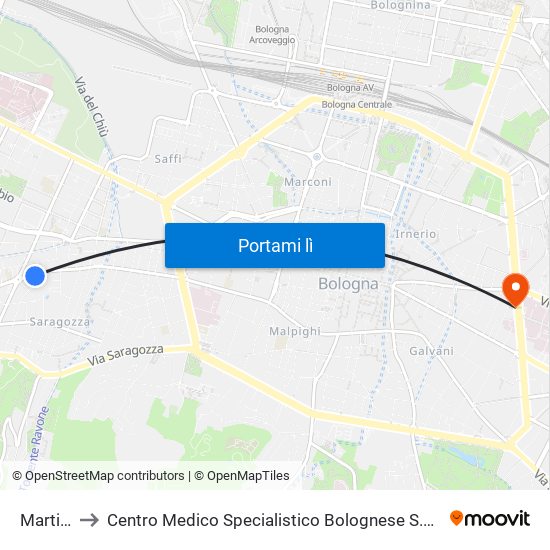 Martini to Centro Medico Specialistico Bolognese S.R.L. map