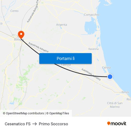 Cesenatico FS to Primo Soccorso map