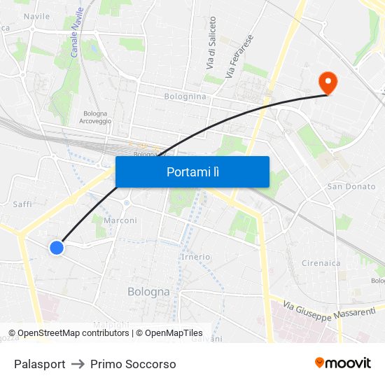 Palasport to Primo Soccorso map