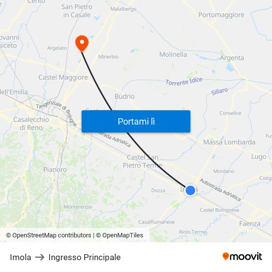 Imola to Ingresso Principale map