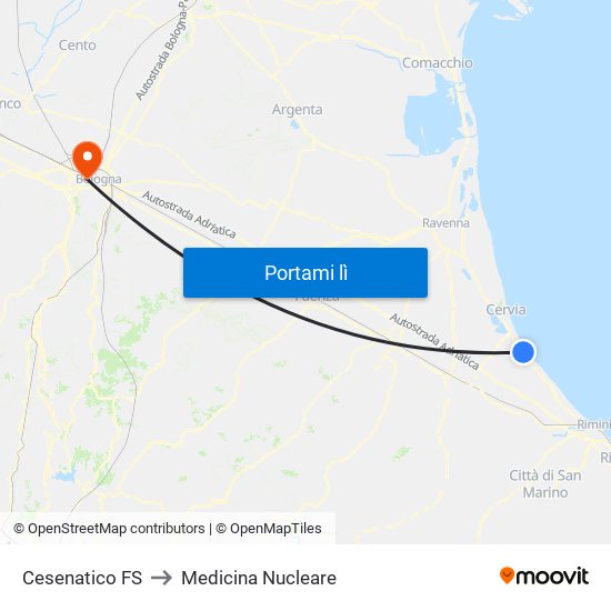 Cesenatico FS to Medicina Nucleare map