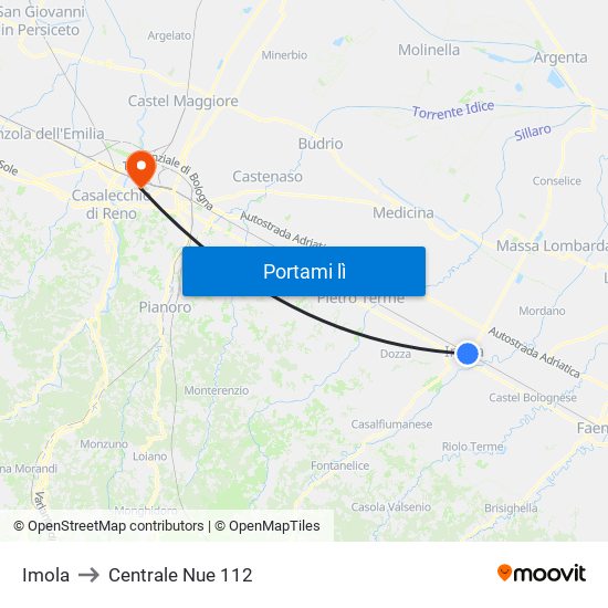 Imola to Centrale Nue 112 map