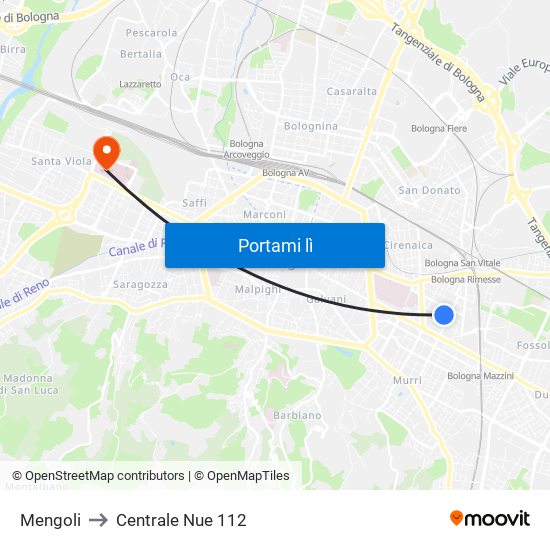 Mengoli to Centrale Nue 112 map