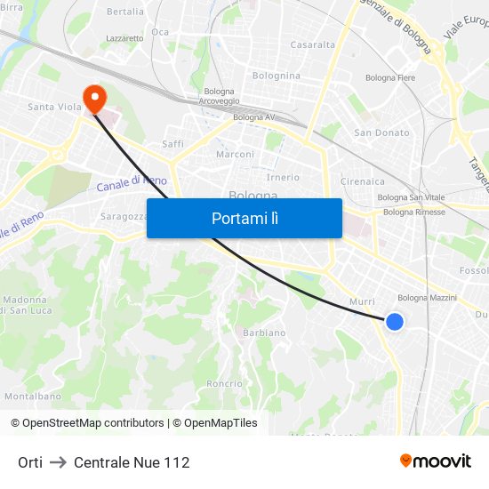 Orti to Centrale Nue 112 map