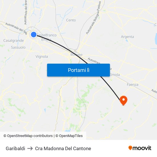 Garibaldi to Cra Madonna Del Cantone map