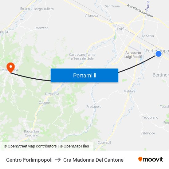Centro Forlimpopoli to Cra Madonna Del Cantone map