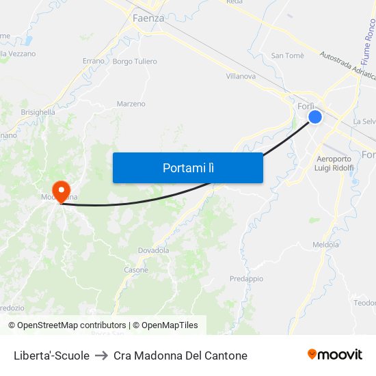 Liberta'-Scuole to Cra Madonna Del Cantone map