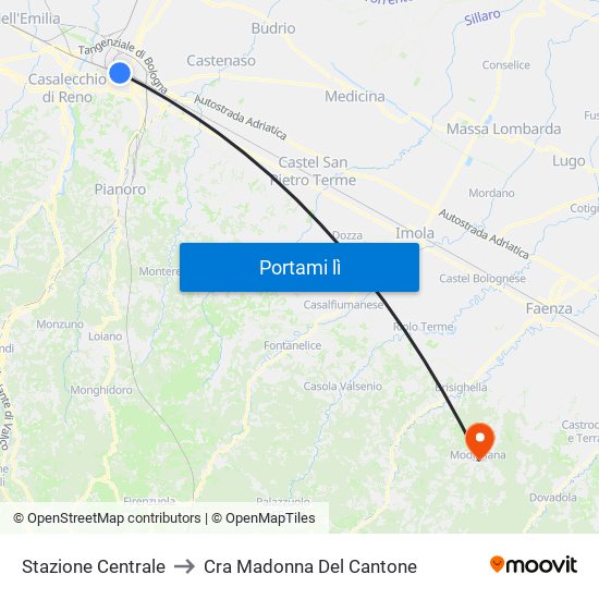 Stazione Centrale to Cra Madonna Del Cantone map
