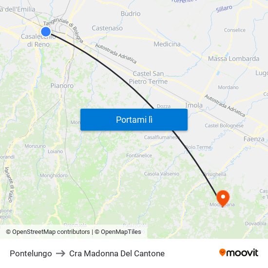 Pontelungo to Cra Madonna Del Cantone map