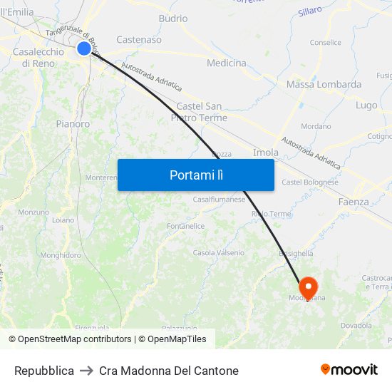 Repubblica to Cra Madonna Del Cantone map