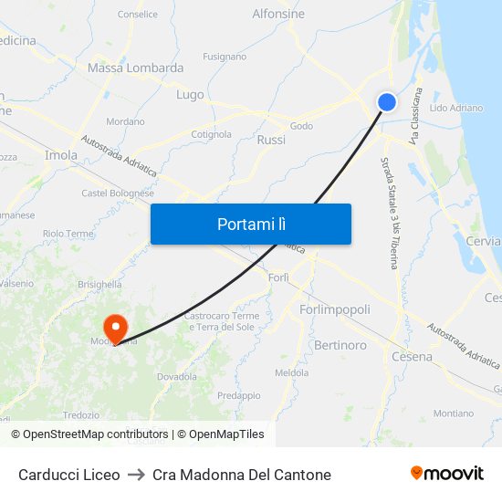 Carducci Liceo to Cra Madonna Del Cantone map