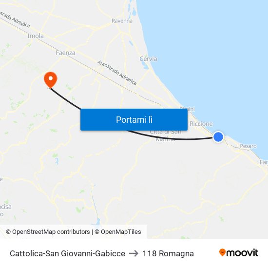 Cattolica-San Giovanni-Gabicce to 118 Romagna map